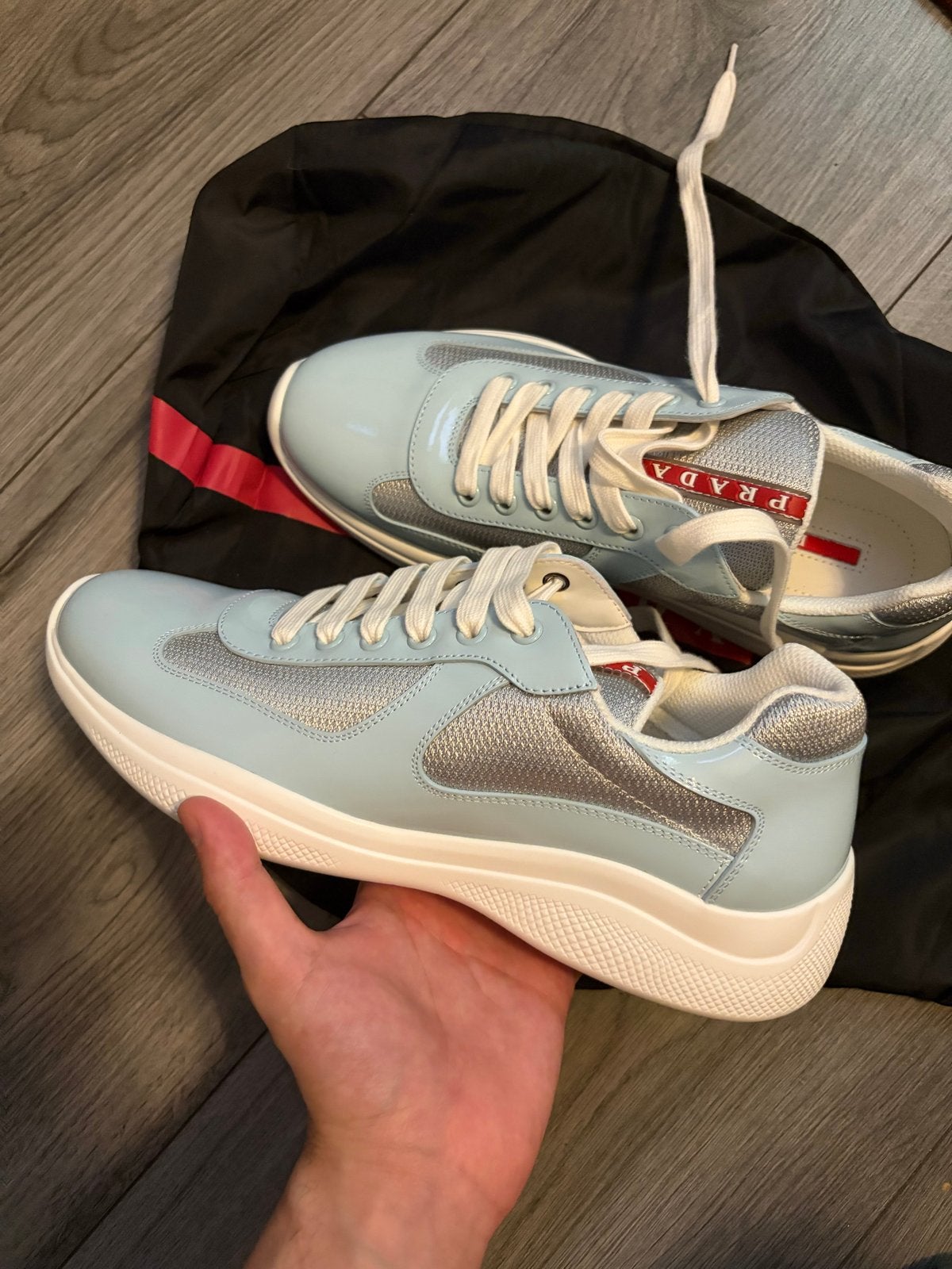 Prada American Cup Sneakers Babyblauw Maat 42 Nieuw, Kleding | Heren, Schoenen, Ophalen of Verzenden, Nieuw, Blauw, Sneakers of Gympen