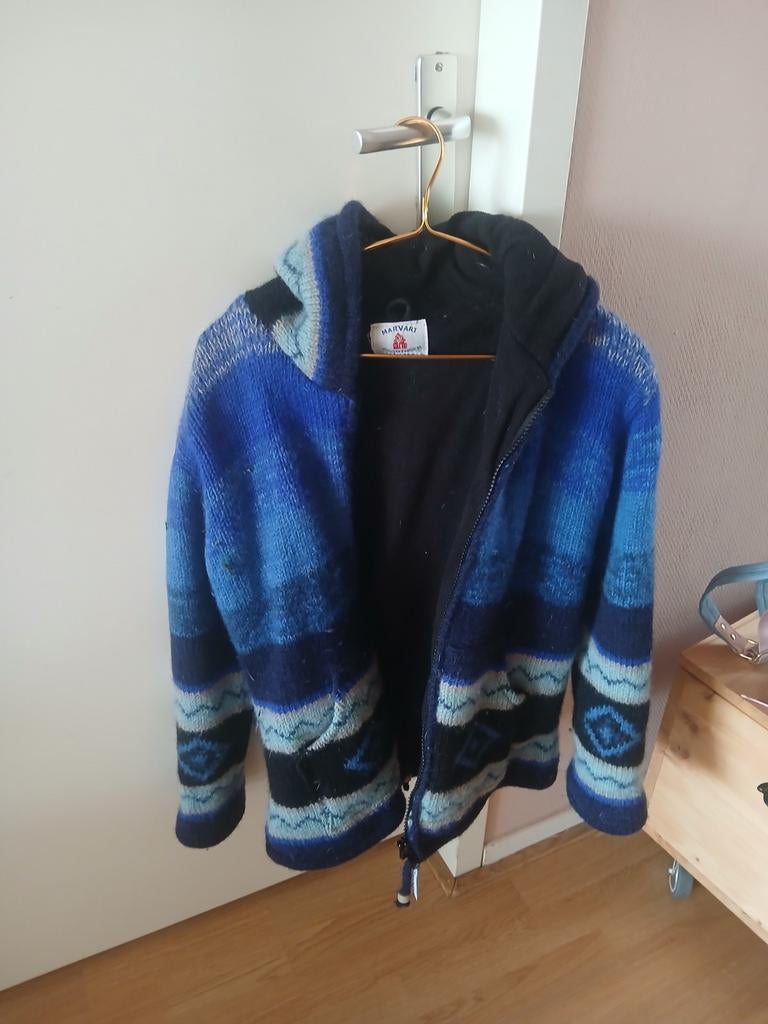 Heerlijke warme Gebreide jas, Ophalen of Verzenden, Zo goed als nieuw, Maat 38/40 (M), Blauw