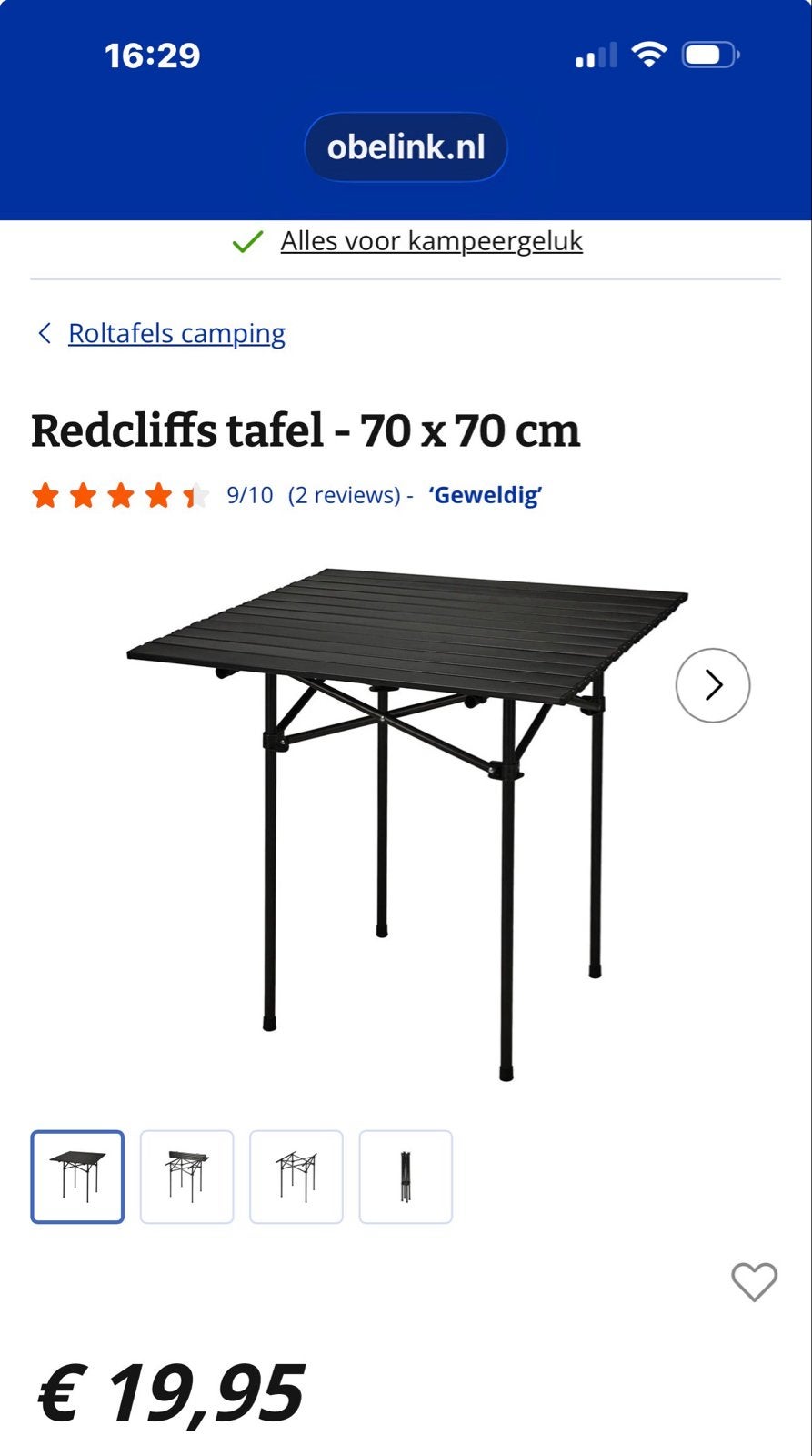 Redcliffs campingtafel 70x70 cm - Zo goed als nieuw, Ophalen, Zo goed als nieuw, Campingtafel