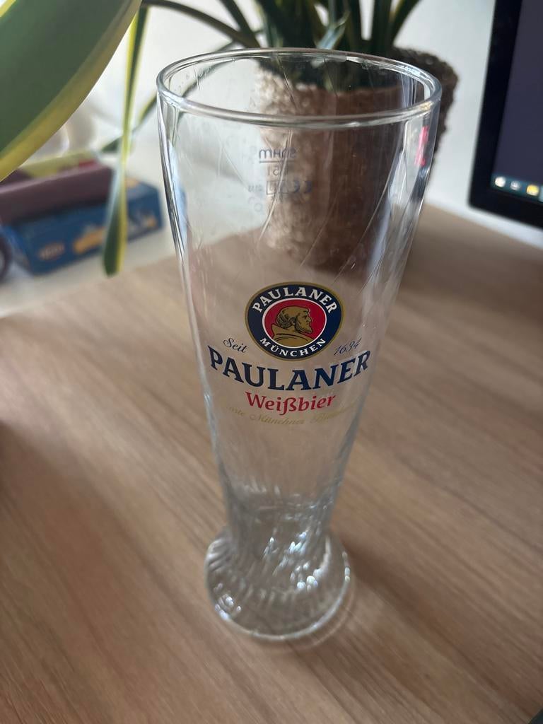 Paulaner Weissbier glas 0,5 liter - Onbeschadigd, Ophalen of Verzenden, Zo goed als nieuw, Glas, Glas of Glazen