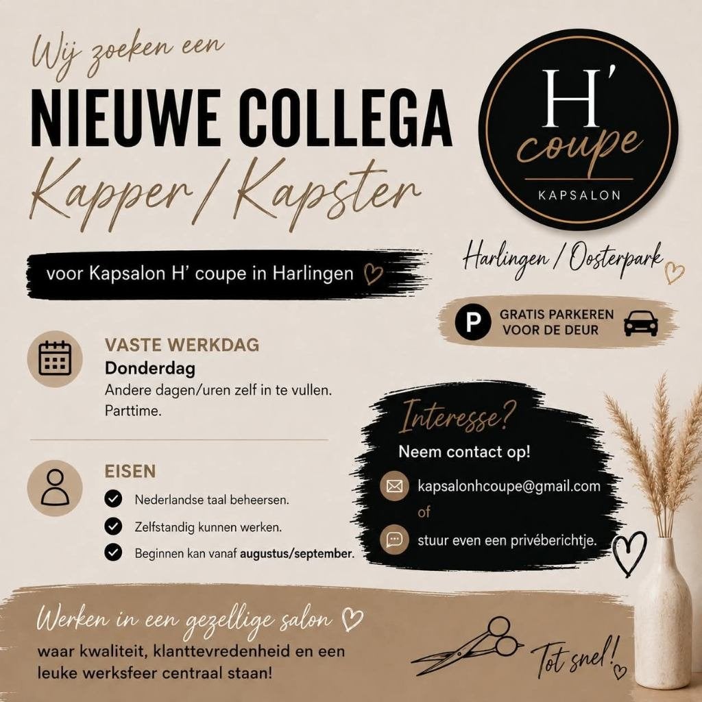Vacature kapper/kapster, Vacatures, Tot en met 24 uur, MBO, Vanaf 1 jaar, Overige vormen