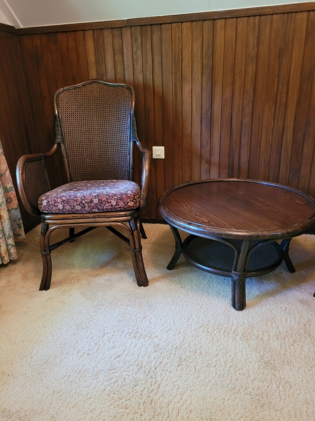 Rotan stoelen en salontafel set - Vintage stijl, Ophalen, Gebruikt, Twee, Bruin