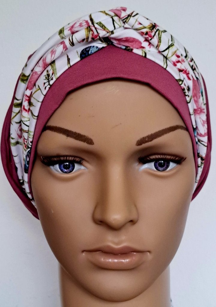 Chemo/haarverlies tricot muts met sjaal no 33 A., Anna, Maat 42/44 (L), Nieuw, Ophalen of Verzenden