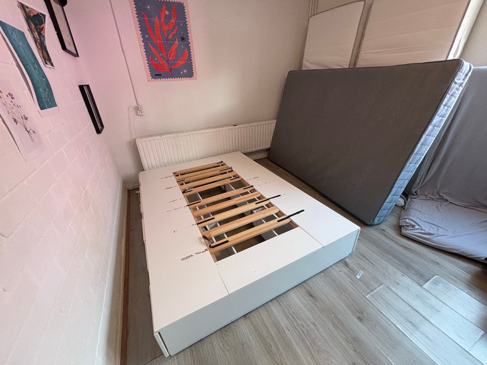 Tweepersoonsbed met lattenbodem - Wit