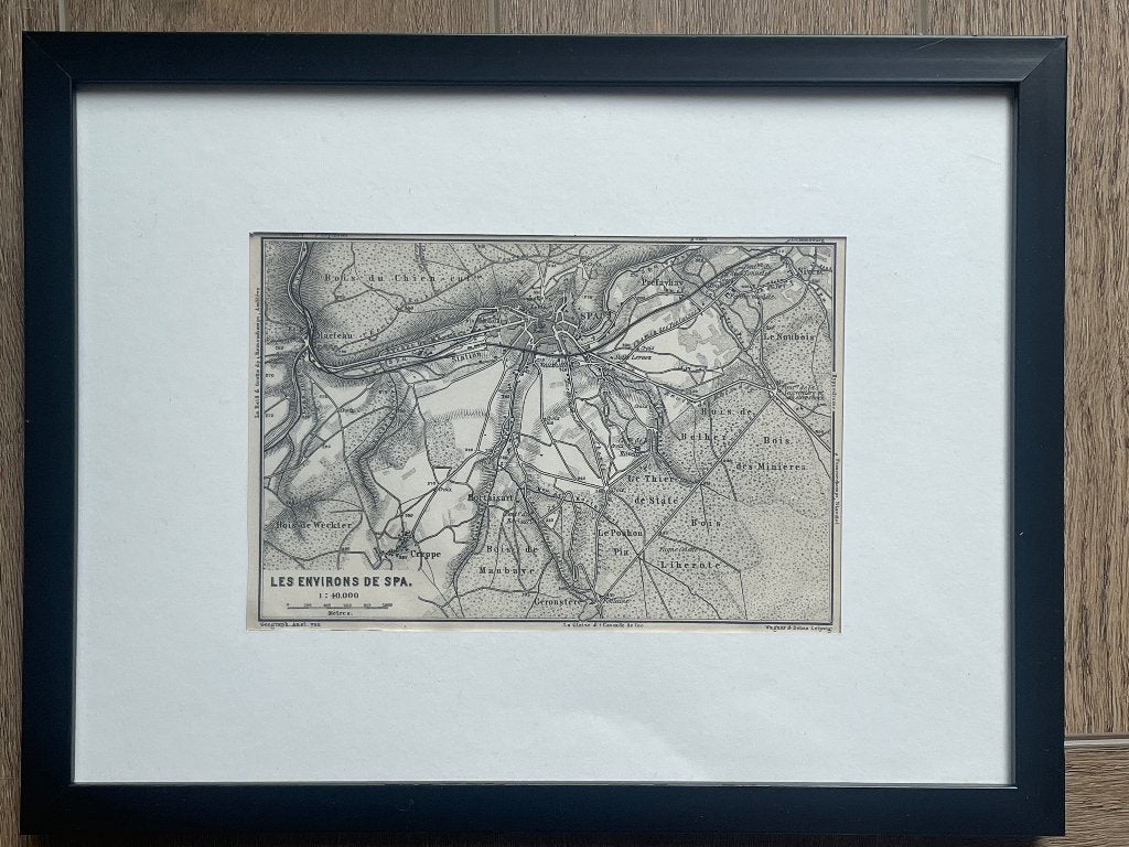 1885 Spa (bij francorchaps) in Belgie - in lijst P0618-005, Ophalen of Verzenden, Gravure, 1800 - 1899