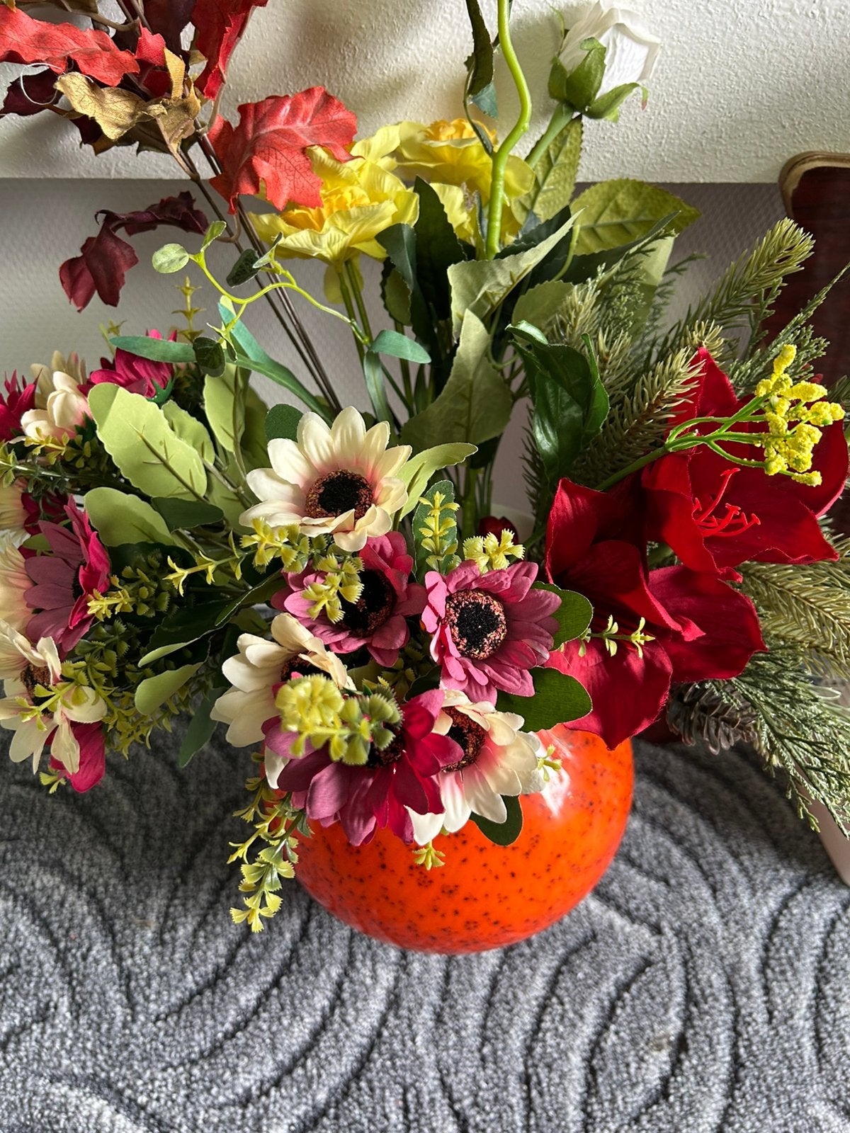 Mooi vintage vaas incl kunstbloemen, Ophalen of Verzenden, Zo goed als nieuw