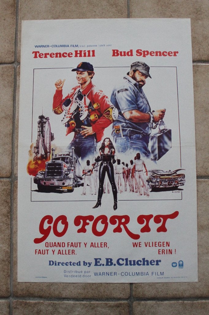 filmaffiche Terence Hill Go For It 1983 filmposter, Rechthoekig Staand, Ophalen of Verzenden, Zo goed als nieuw, A1 t/m A3
