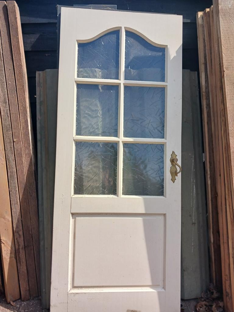 Binnendeur hardhout, Doe-het-zelf en Verbouw, Deuren en Horren, Ophalen, Gebruikt, Binnendeur, Glas