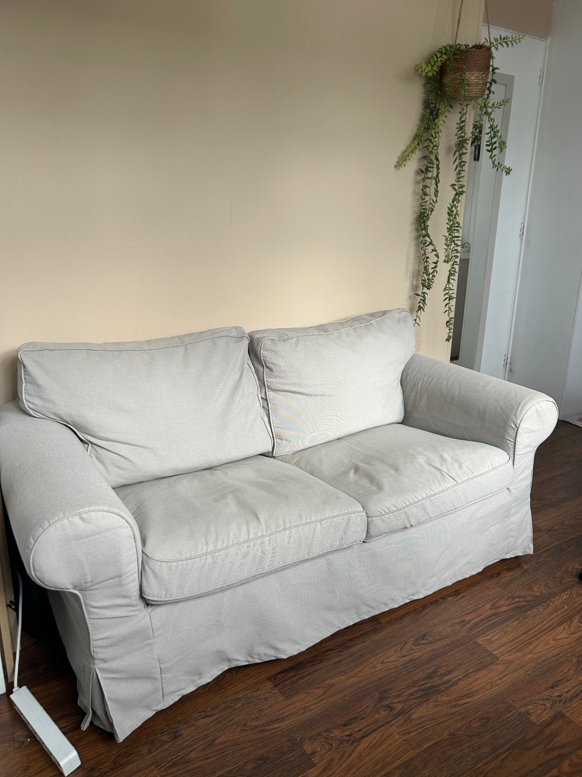 Beige/taupe IKEA EKTORP bank, Ophalen, Tweepersoons, 75 tot 100 cm, Zo goed als nieuw