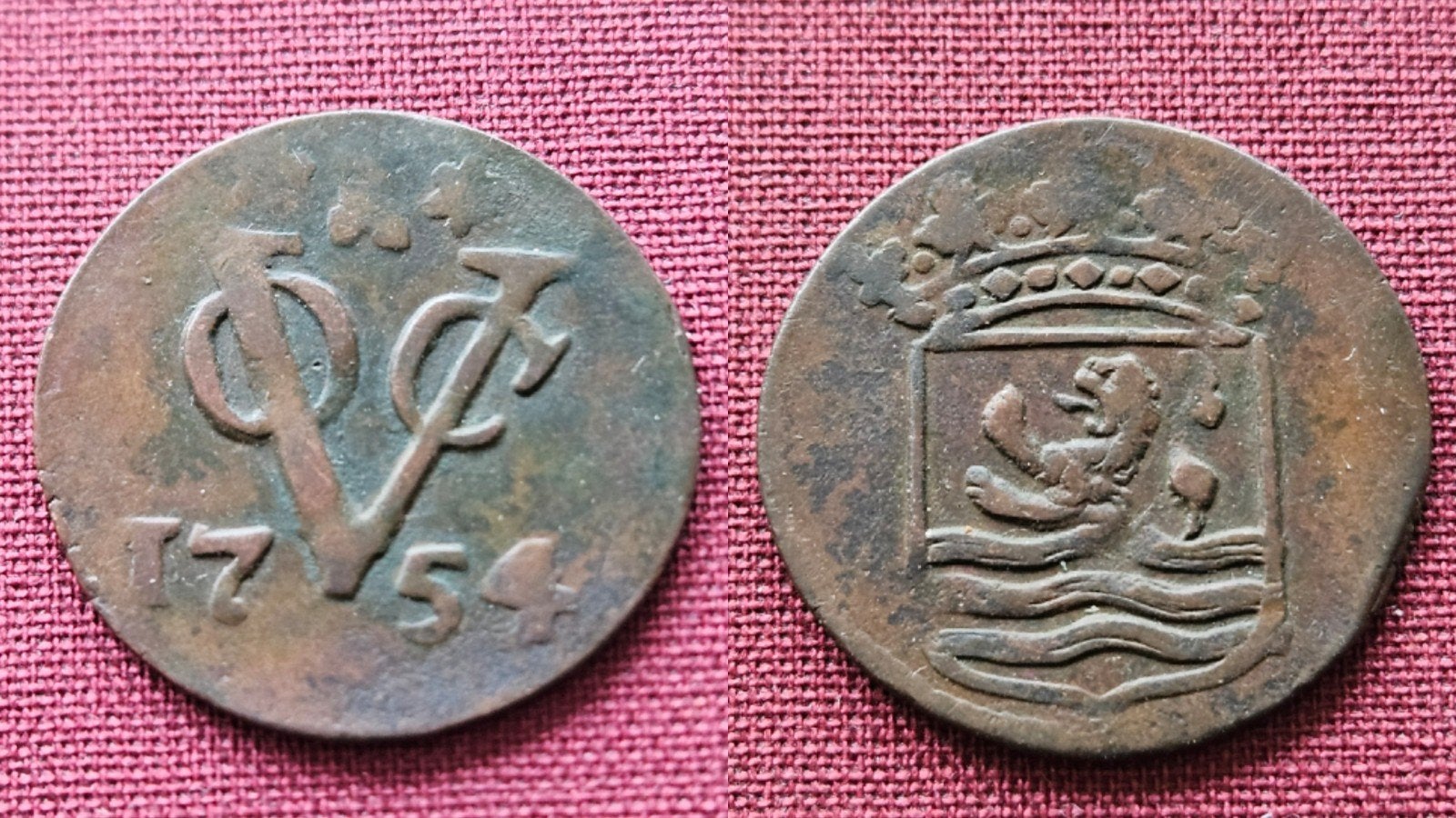 Oude munt VOC duit Zeeland 1754 mogelijk overslag, Ophalen of Verzenden, Vóór koninkrijk, Overige waardes, Losse munt