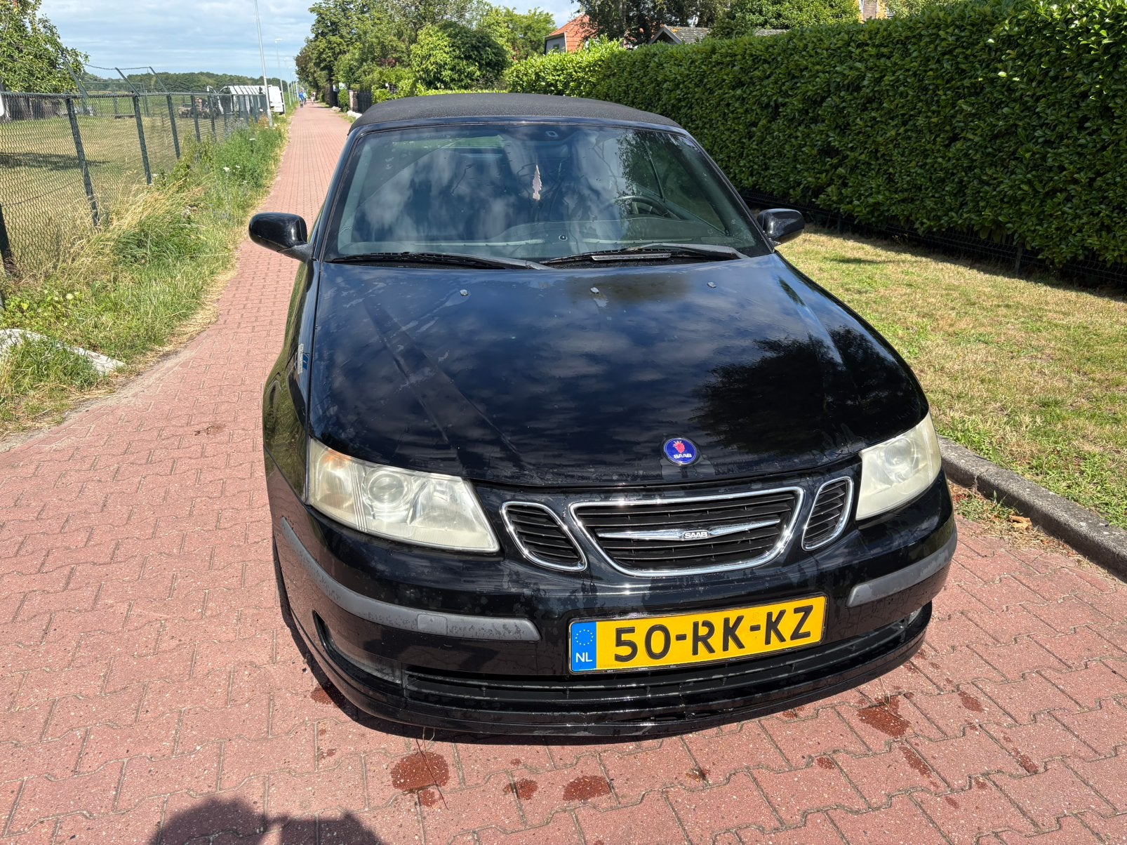 Saab 9-3 1.8 T 110KW Cabrio AUT 2005 Zwart, Auto's, Saab, 1998 cc, 4 cilinders, Cabriolet, 4 stoelen