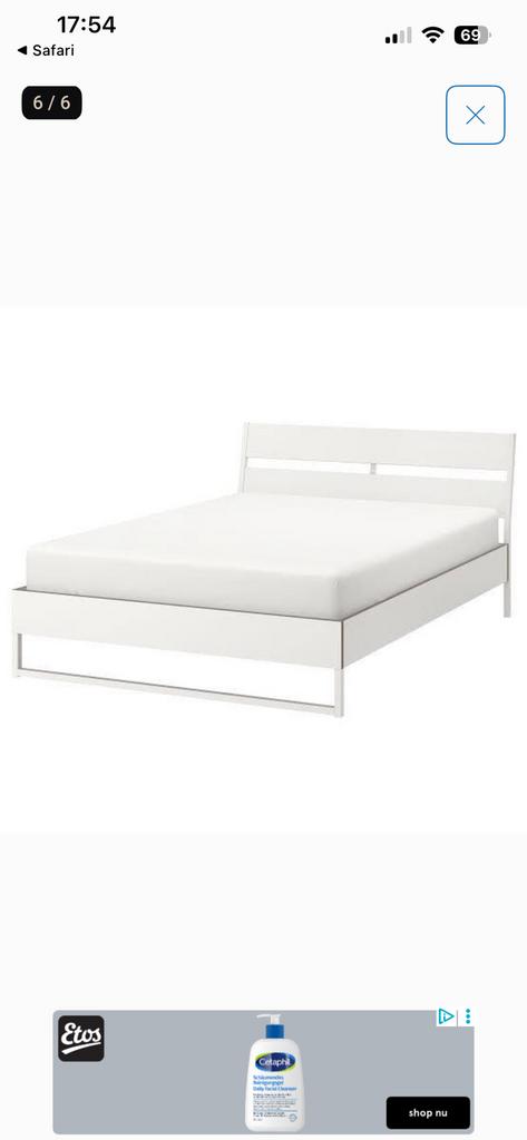 Ikea bed 1.40 bij 2.00m. Inclusief lattenbodems, Ophalen, Strak, Gebruikt, Wit