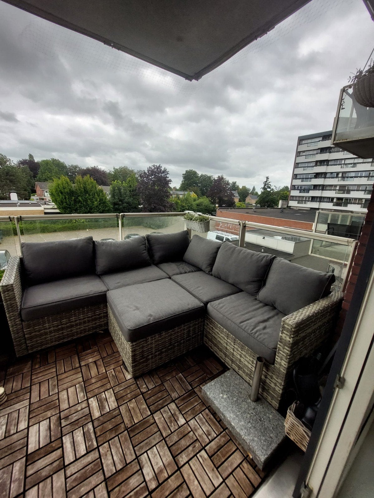 Nette balkon/tuinset Leen Bakker in goede staat., Tuin en Terras, Tuinsets en Loungesets, Ophalen, Zo goed als nieuw, Hocker, 2 zitplaatsen