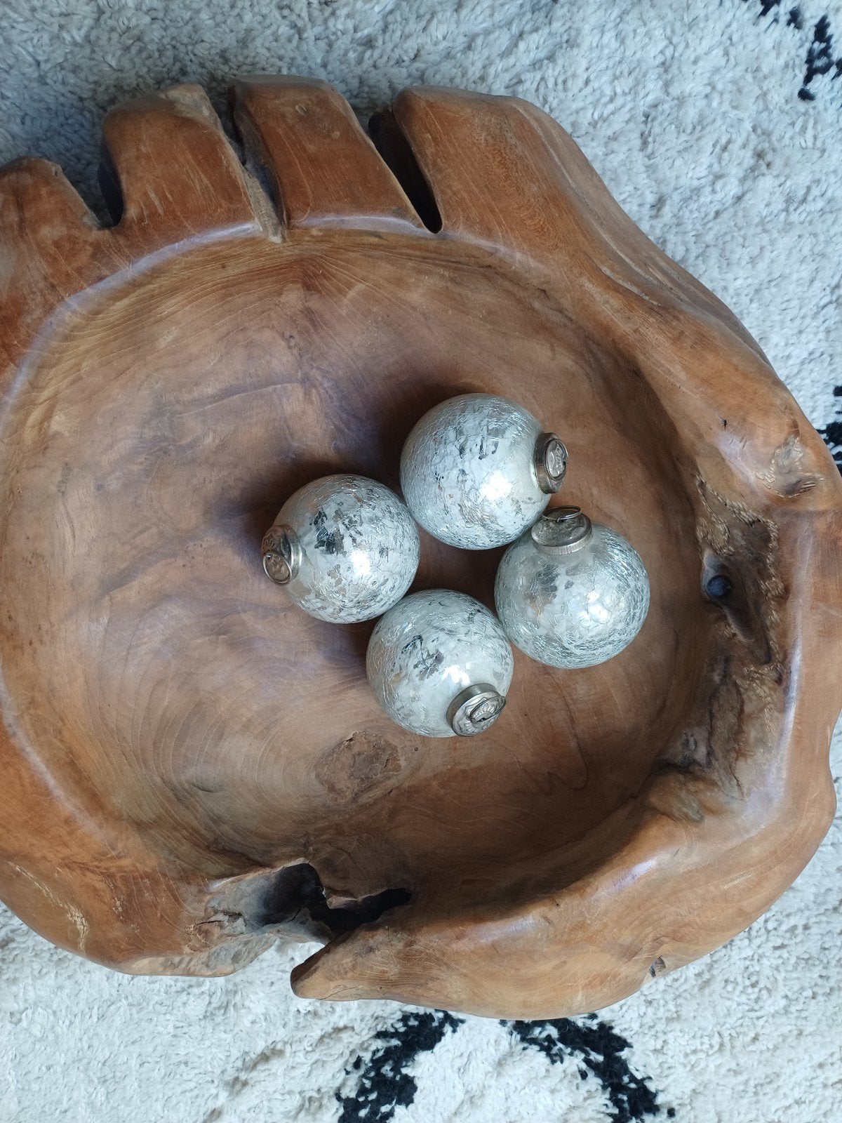 Grote Teakhouten Schaal - 46 cm Doorsnede, Ophalen, Gebruikt, Schaal, Rond