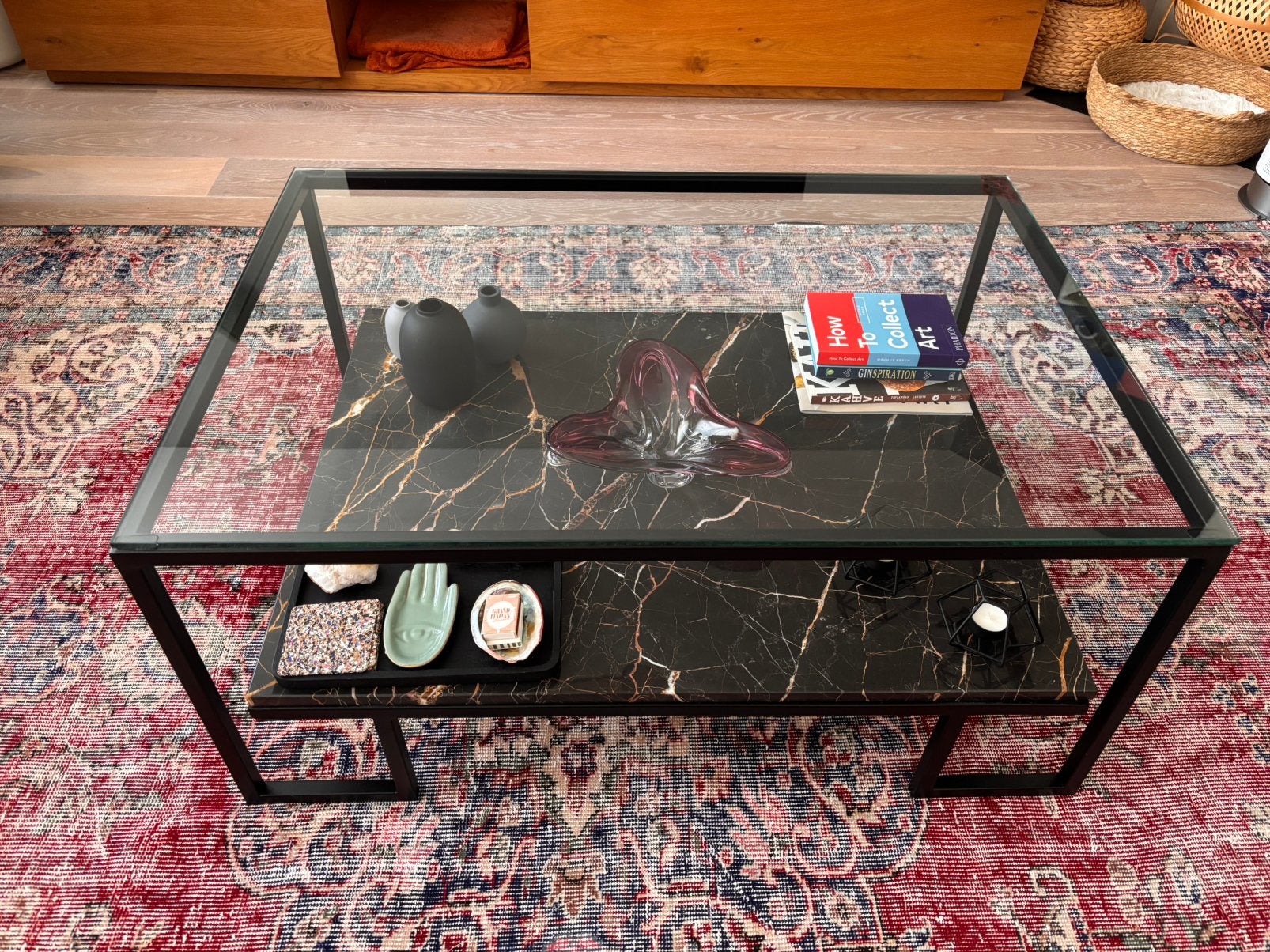 Great Real Marble & Glass Salontafel 70x120cm, Ophalen, Overige materialen, 100 tot 150 cm, 50 tot 75 cm