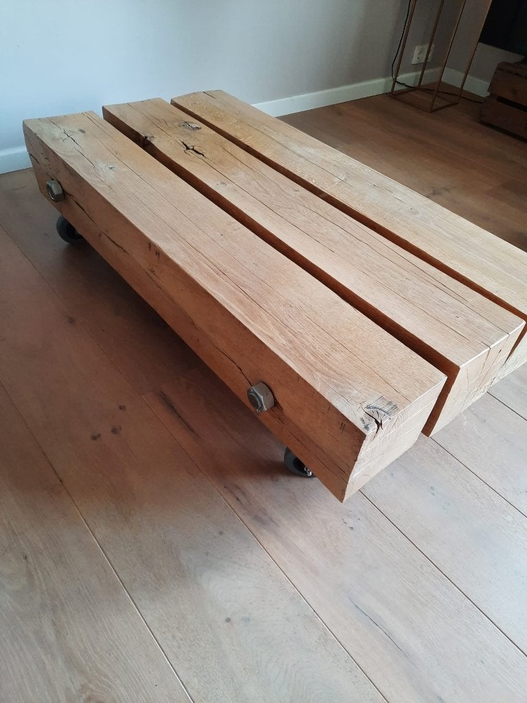 Bielzen salontafel op wielen, Ophalen, 50 – 75, 100 tot 150 cm, Eikenhout