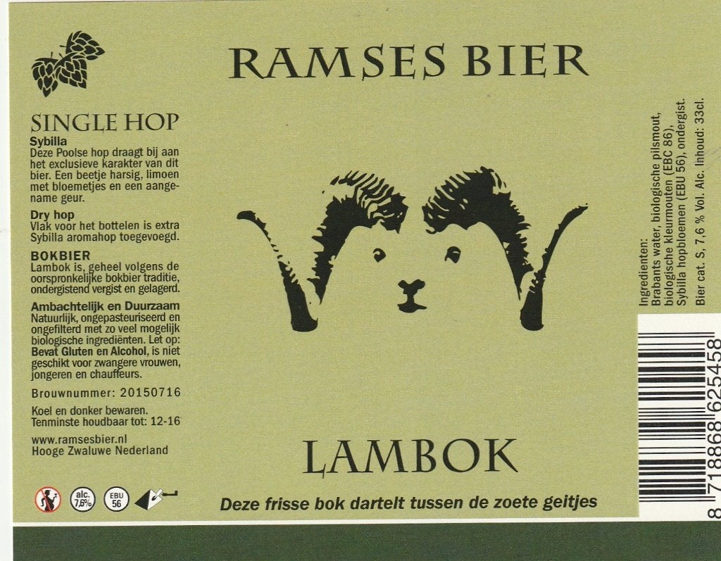 bieretiket Nederland : Ramses Lambok, Verzenden, Nieuw, Overige typen, Overige merken