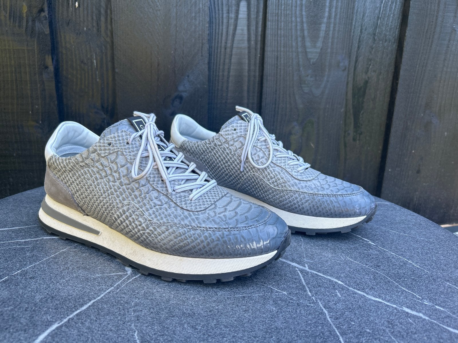 Grijze sneakers met slangenprint van Giorgio - maat 42, Ophalen, Gedragen, Overige kleuren, Sneakers of Gympen