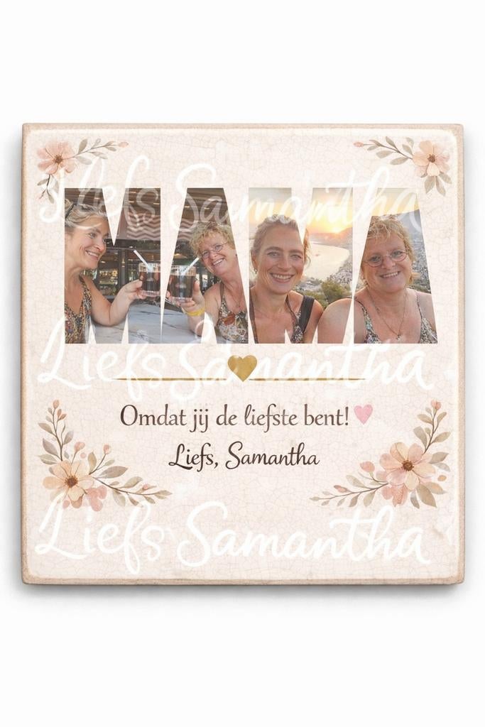 Tegeltje bedrukt  met ( eigen)foto en tekst naar eigen wens, Ophalen of Verzenden