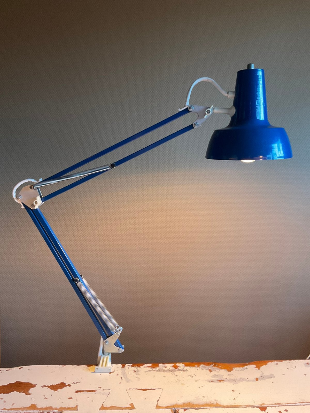 Vintage NF Luminaires Vricotex typ: Hobby architectenlamp, Blauw, Bureaulamp, Gebruikt, Overige merken