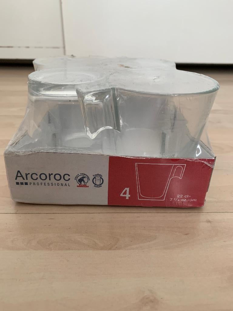 Thee of koffie mokken glazen Arcoroc 4 stuks in doos/set, Glas of Glazen, Nieuw, Ophalen of Verzenden, Glas