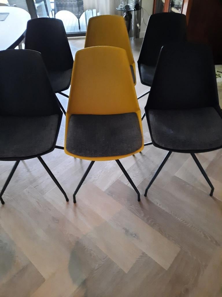 Eetkamer stoelen, Gebruikt, Stof, Zwart, Ophalen of Verzenden