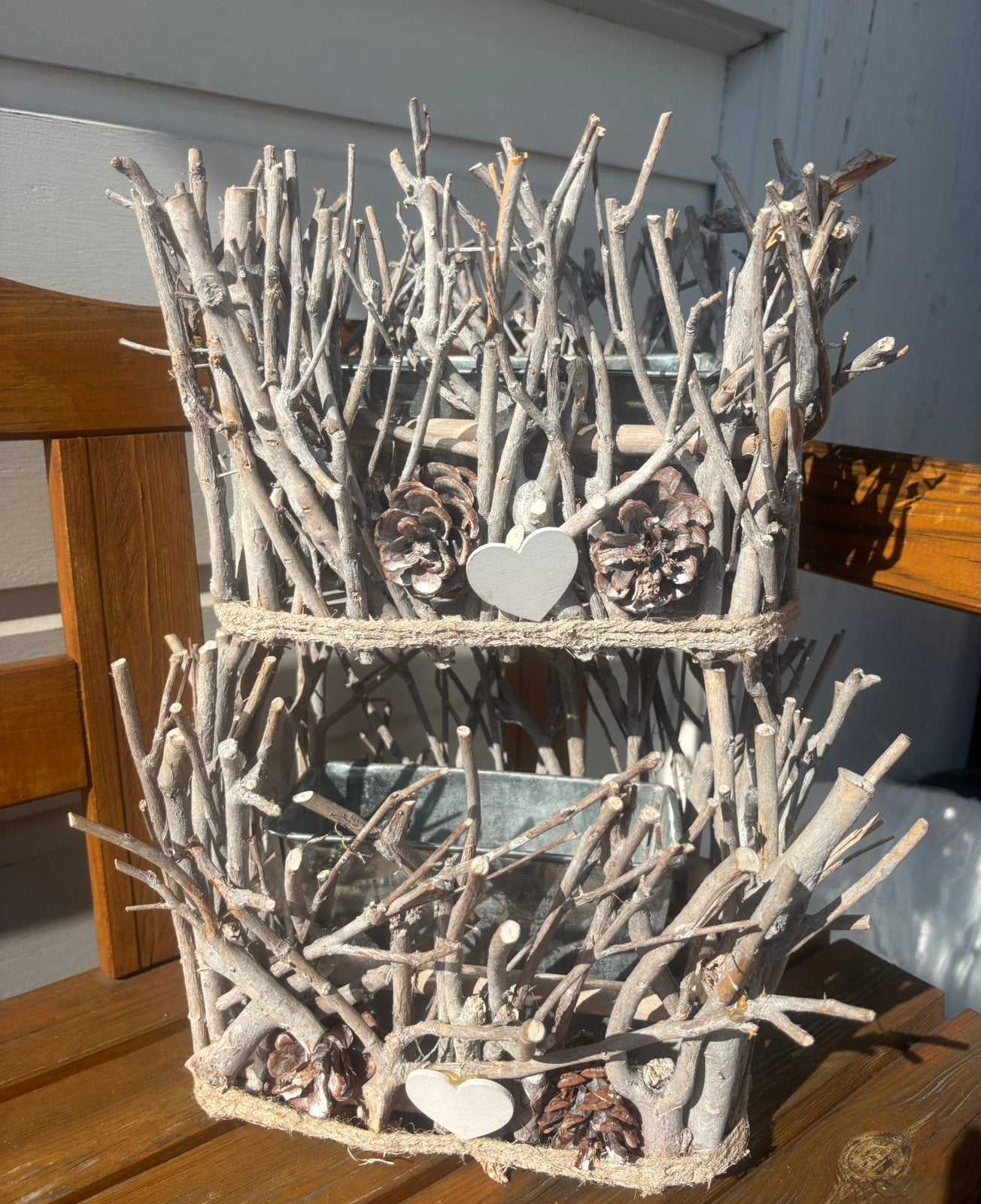2x white wash plantenbak rustiek landelijke stijl, Ophalen of Verzenden