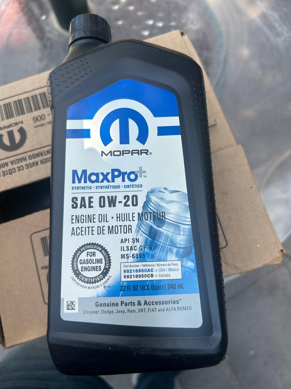 Mopar MaxPro SAE 0W-20 Motorolie (6x 946ml), Ophalen, Nieuw, Alfa Romeo