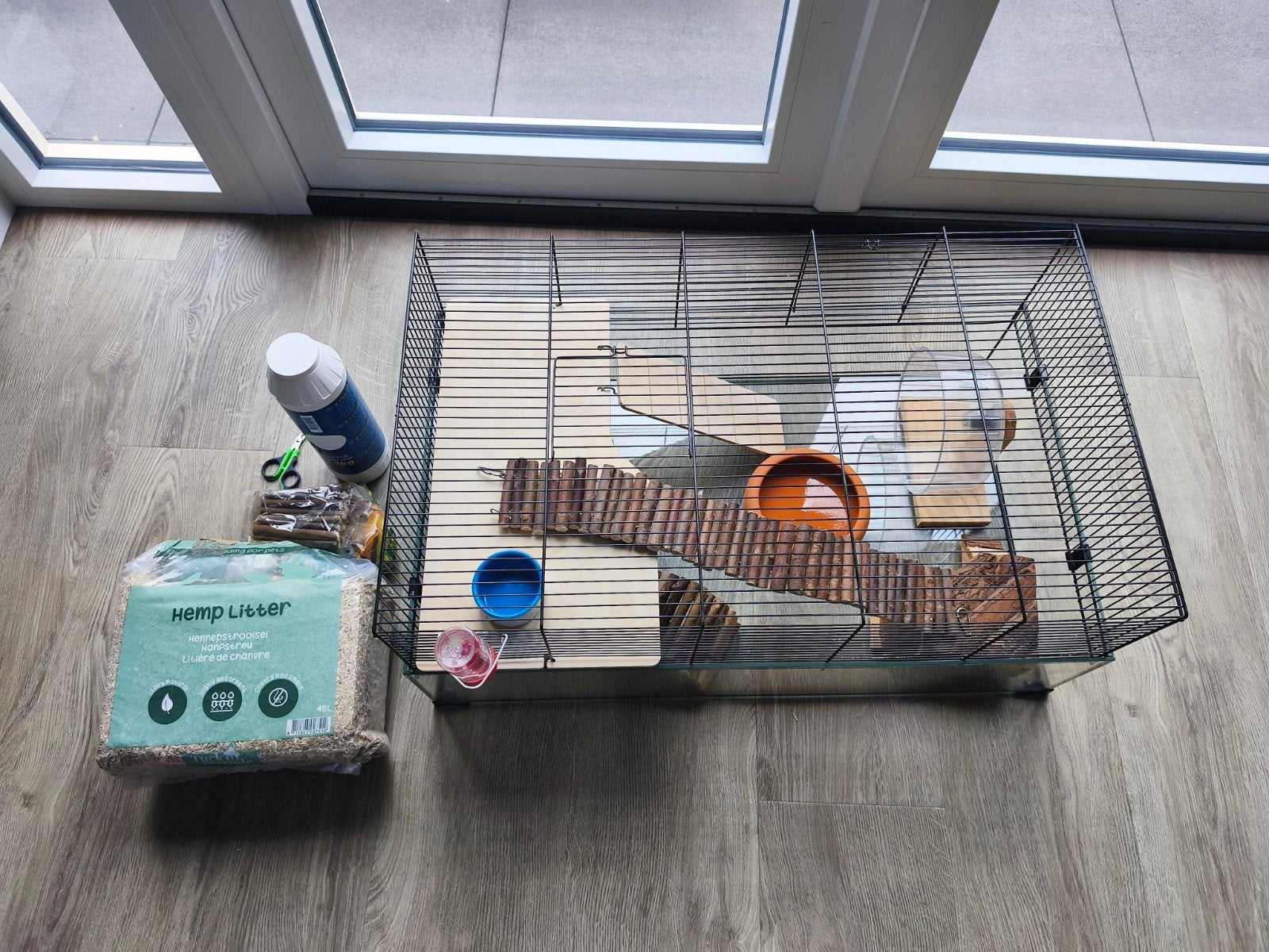 Hamster kooi met glas en tralies. 78x48x34,5, Dieren en Toebehoren, Knaagdieren en Konijnen | Hokken en Kooien, Kooi, Gebruikt