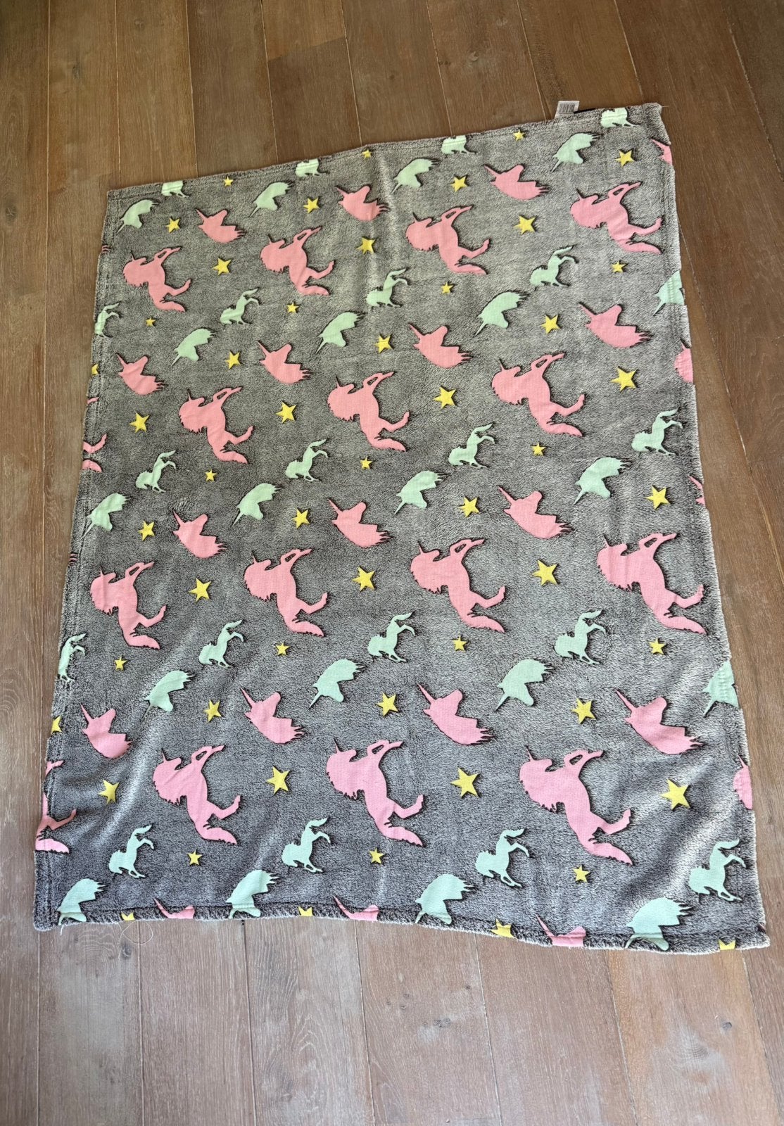 Fleecedeken - unicorn paarden - 120 x 150 vm, Ophalen of Verzenden, Zo goed als nieuw, 150 cm, Grijs