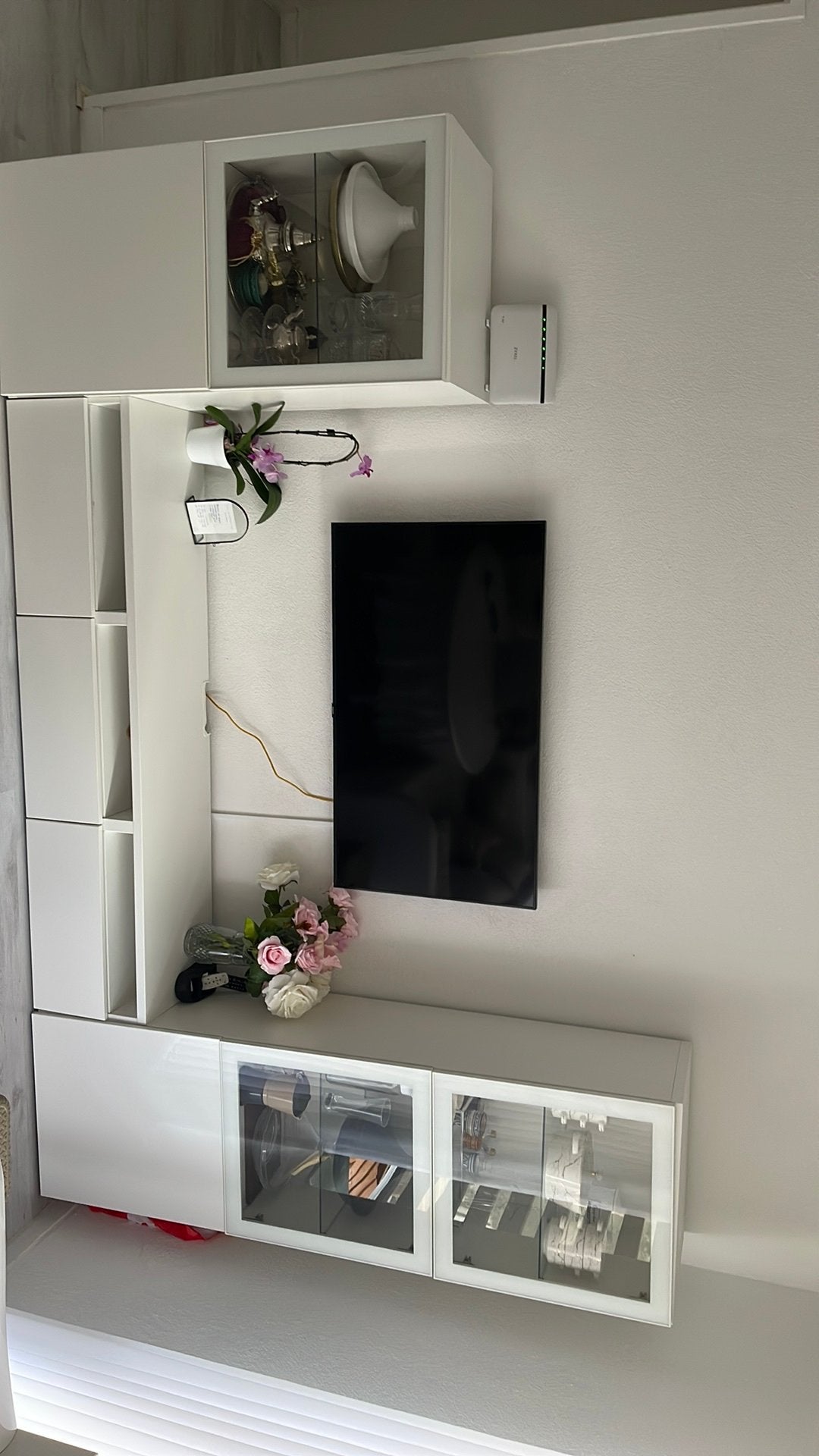IKEA tv-meubel – 3 delen hoogglans wit, Ophalen, Zo goed als nieuw, 25 tot 50 cm, 200 cm of meer