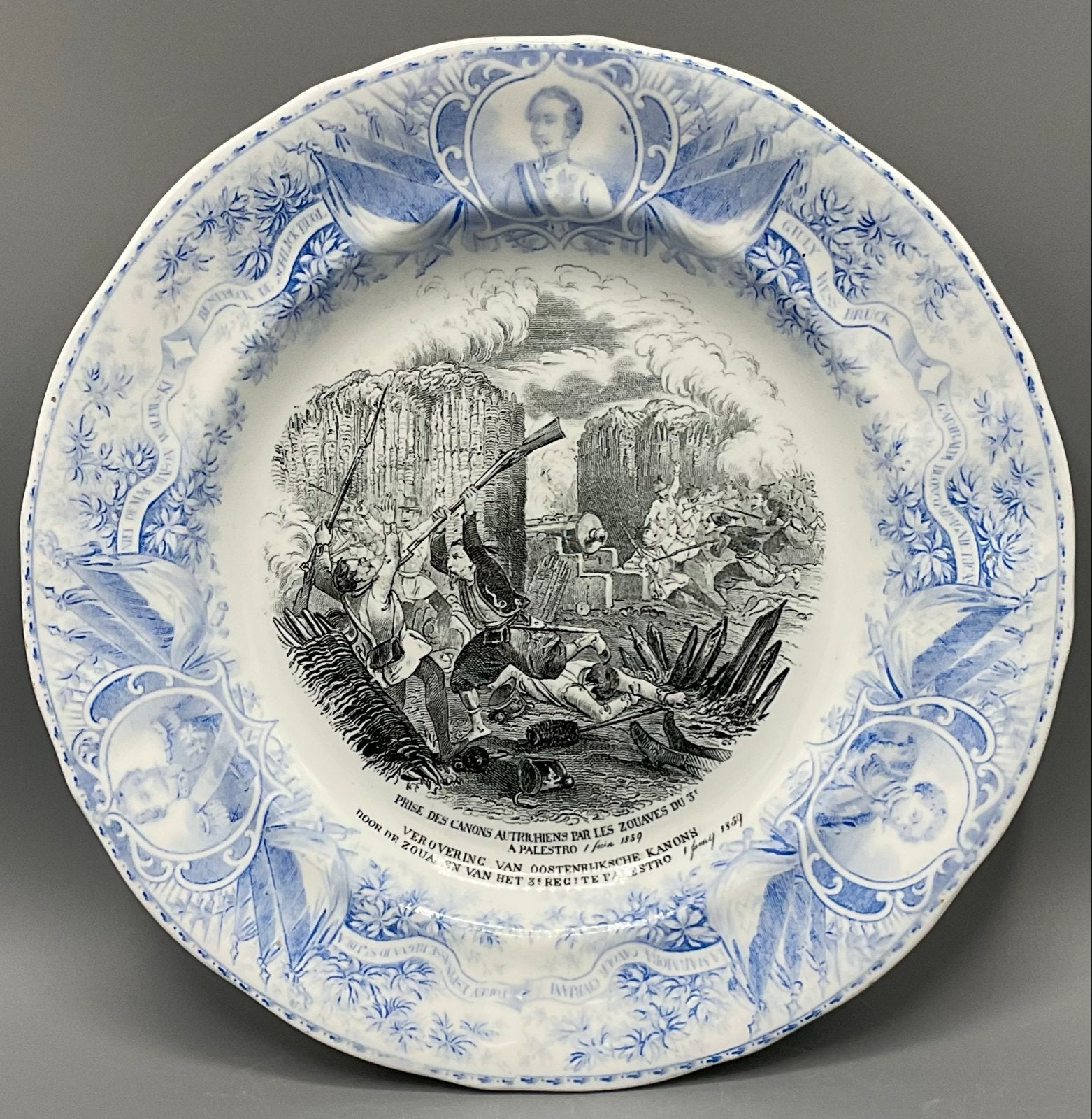Antiek Maastricht Petrus Regout bord - Oorlog 1859, Ophalen of Verzenden