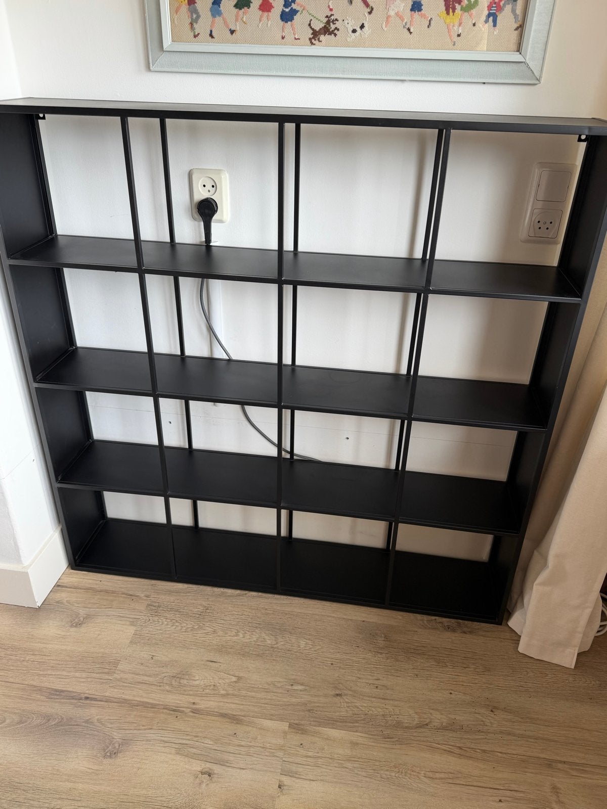 Kwantum zwart metalen vakkenkast 110x110x20 cm, Ophalen, Zo goed als nieuw