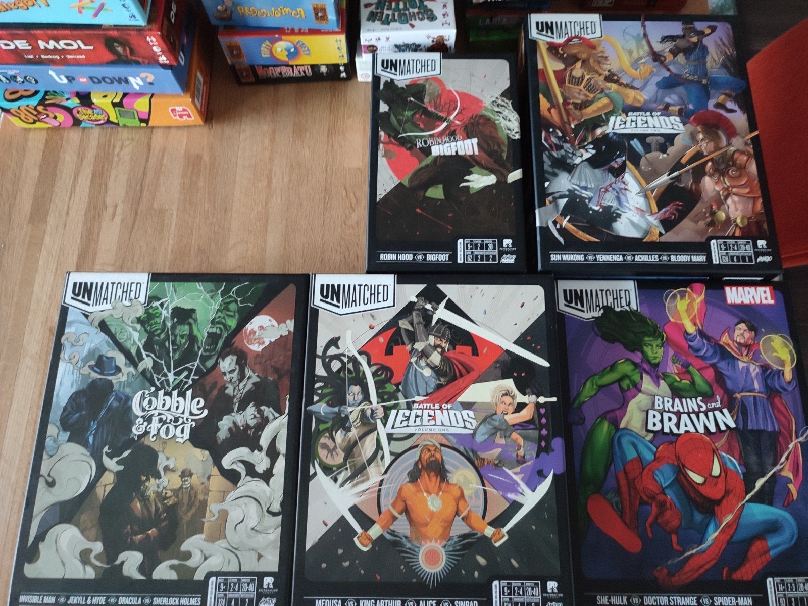 Unmatched bordspellen collectie - Diverse uitbreidingen, Hobby en Vrije tijd, Een of twee spelers, Ophalen of Verzenden, Zo goed als nieuw