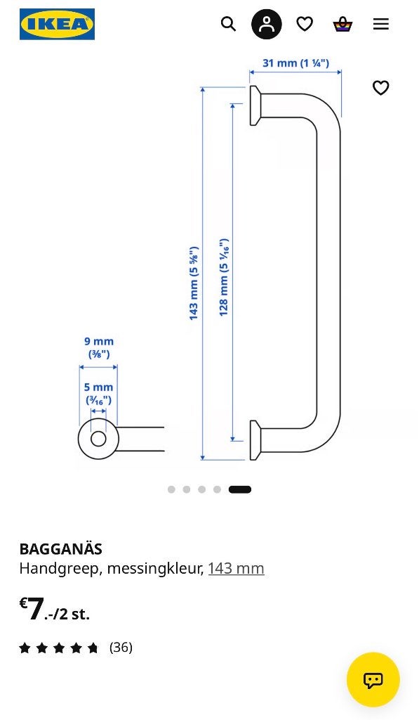 Foto 2 van Handgrepen keukenkast IKEA Bagganas goud