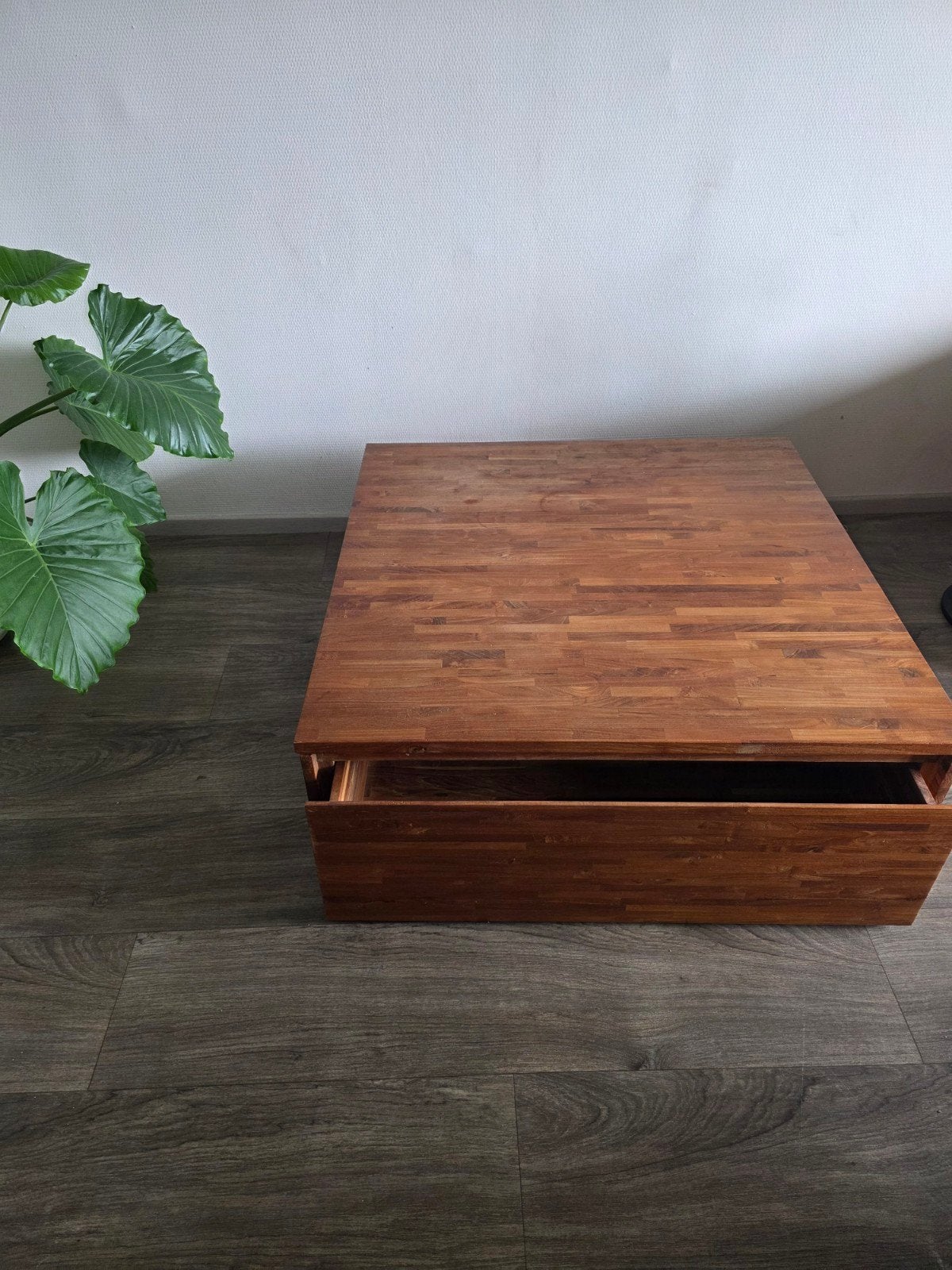 grote teakhouten salontafel, Ophalen, Gebruikt, 100 tot 150 cm, 50 tot 100 cm