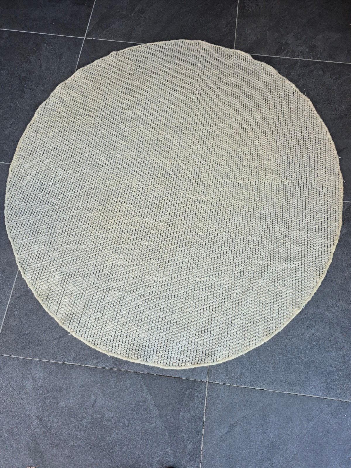 Ovaal wollen vloerkleed - crème/gemeleerd - 200 cm x 186 cm, Ophalen, Gebruikt, 200 cm of meer, Crème