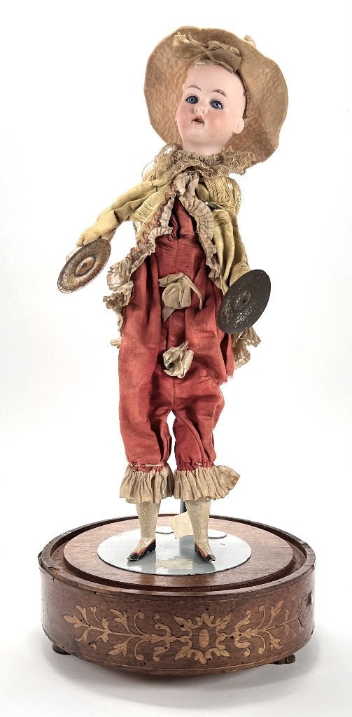 58. Pop onder stolp, Frankrijk, ca. 1890, Ophalen of Verzenden, Pop