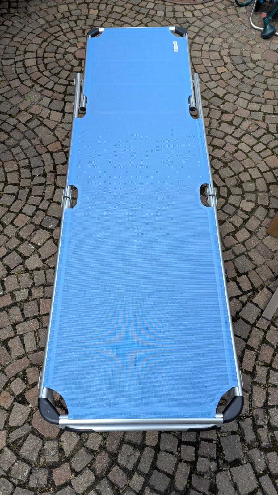 Eurotrail Lichtgewicht Stretcher met Zonnedakje - Lichtblauw, Ophalen, Zo goed als nieuw, Aluminium, Inklapbaar