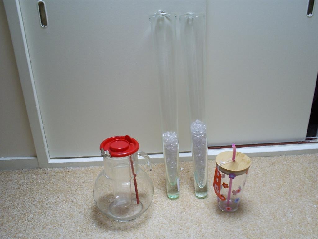 Glazen karaf, vazen en beker, Huis en Inrichting, Ophalen of Verzenden, Gebruikt, Glas