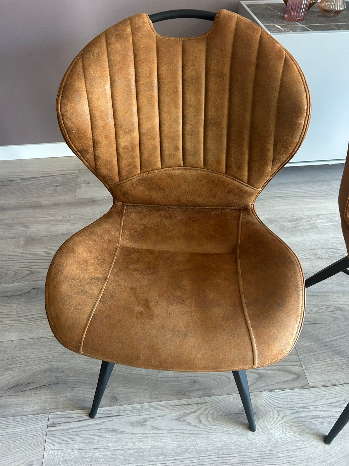 4 Fontana eetkamerstoelen, Huis en Inrichting, Stoelen, Ophalen, Overige materialen, Bruin, Zo goed als nieuw