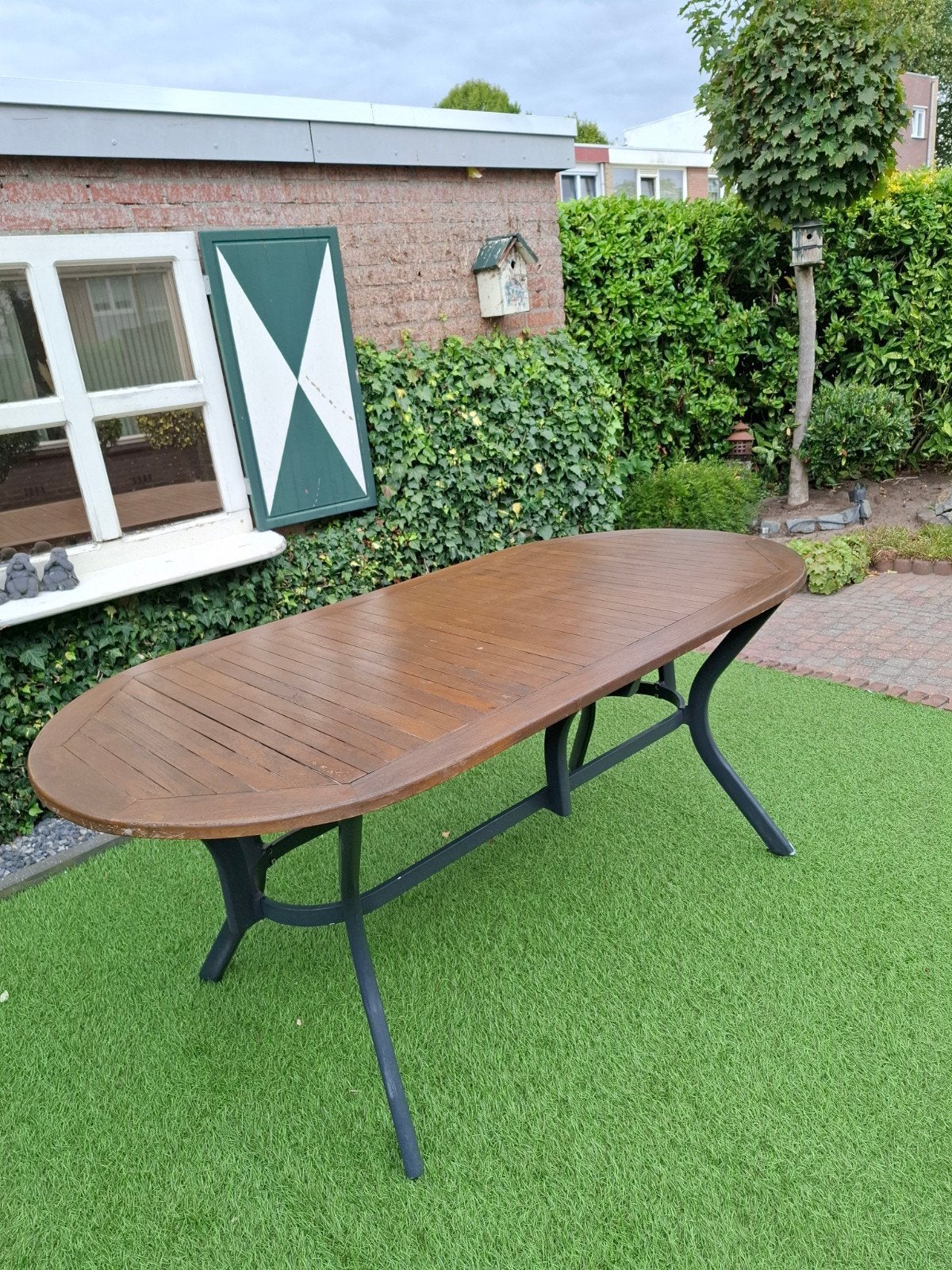 ovale tuintafel, Ophalen, Gebruikt, Ovaal, Hout