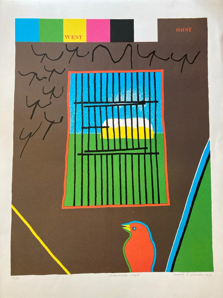 Zeefdruk Verdwaalde vogel - Harrie A. Gerritz, Ophalen