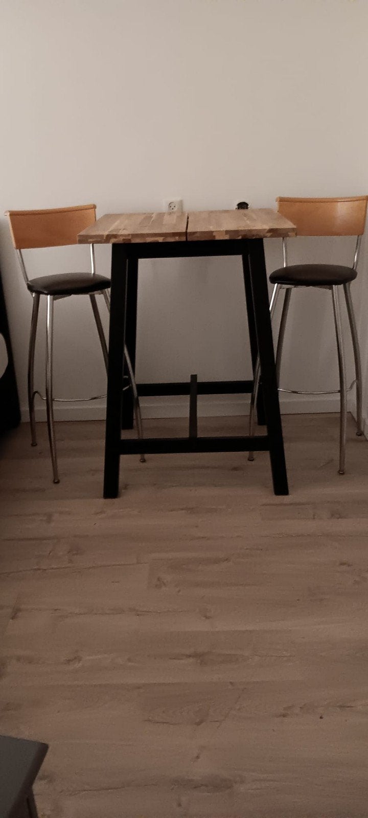Bartafel met 2 stoelen, Ophalen, Gebruikt, 90 cm of meer, Hout