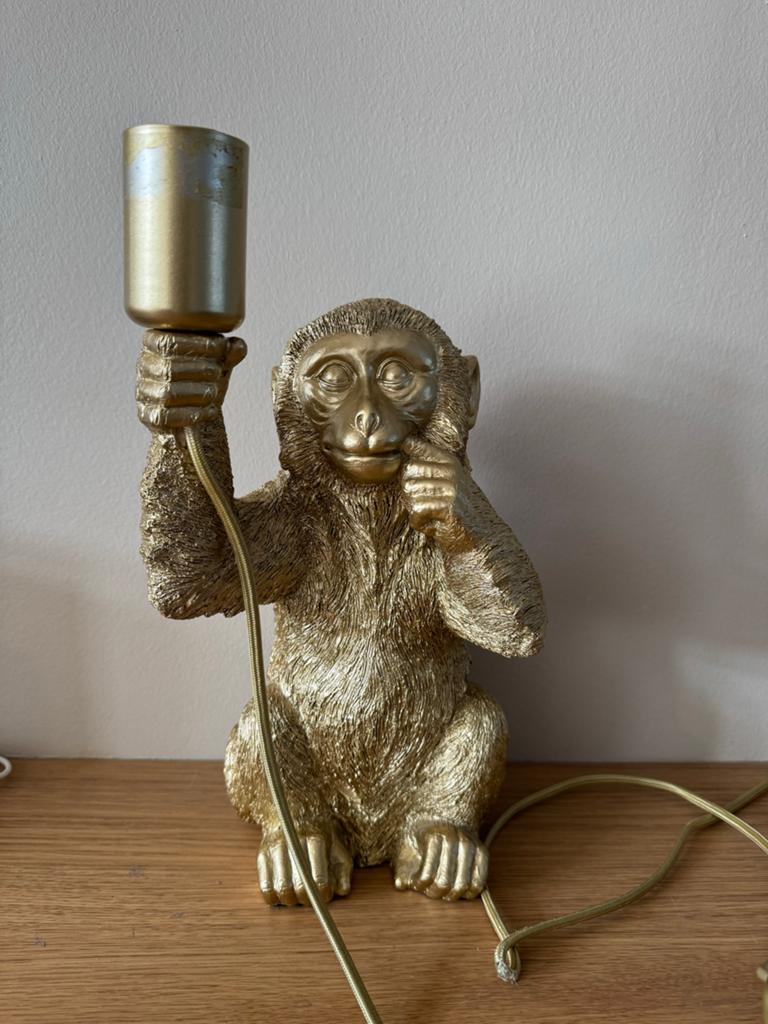 Gouden Apenlamp - Unieke Tafellamp, Ophalen of Verzenden, Zo goed als nieuw, Minder dan 50 cm