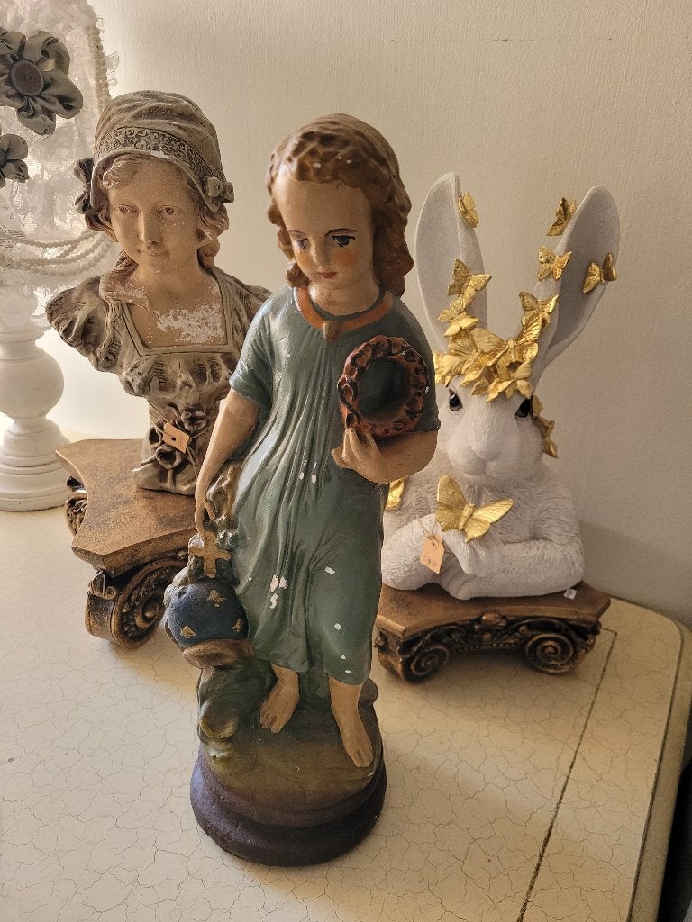 Antiek 45 cm hoog St Janneke beeld