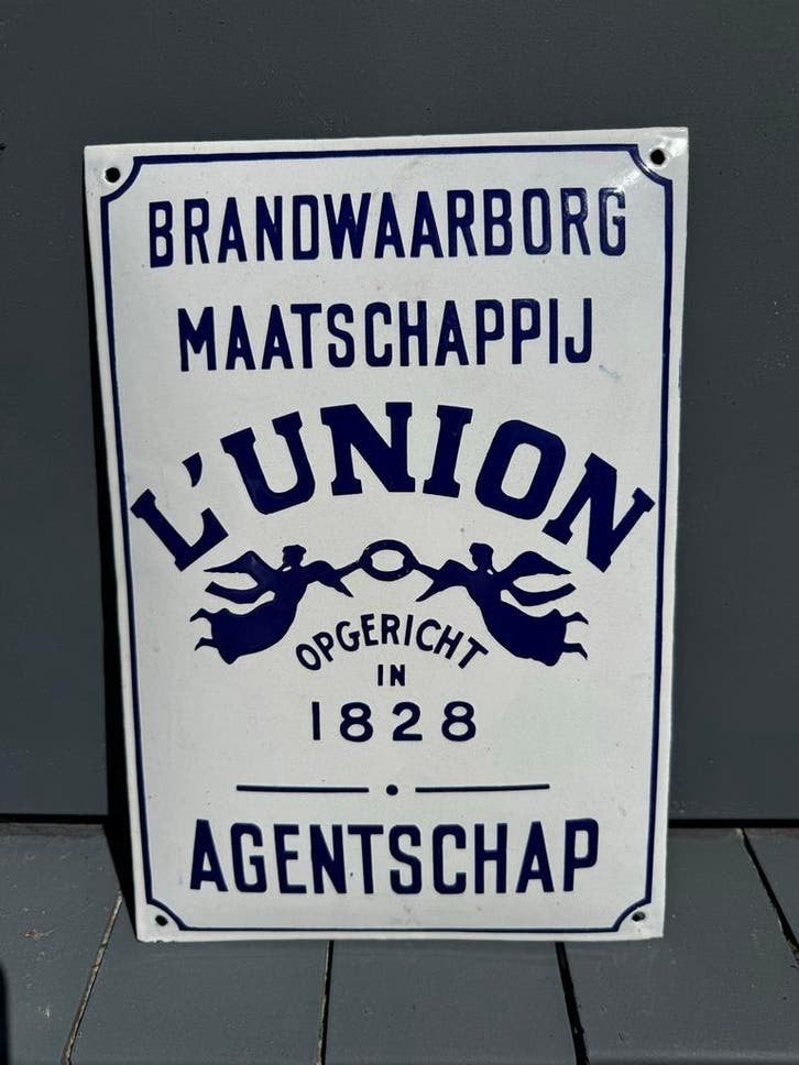 Emaille reclamebord Brandwaarborg Maatschappij L'Union, Ophalen of Verzenden