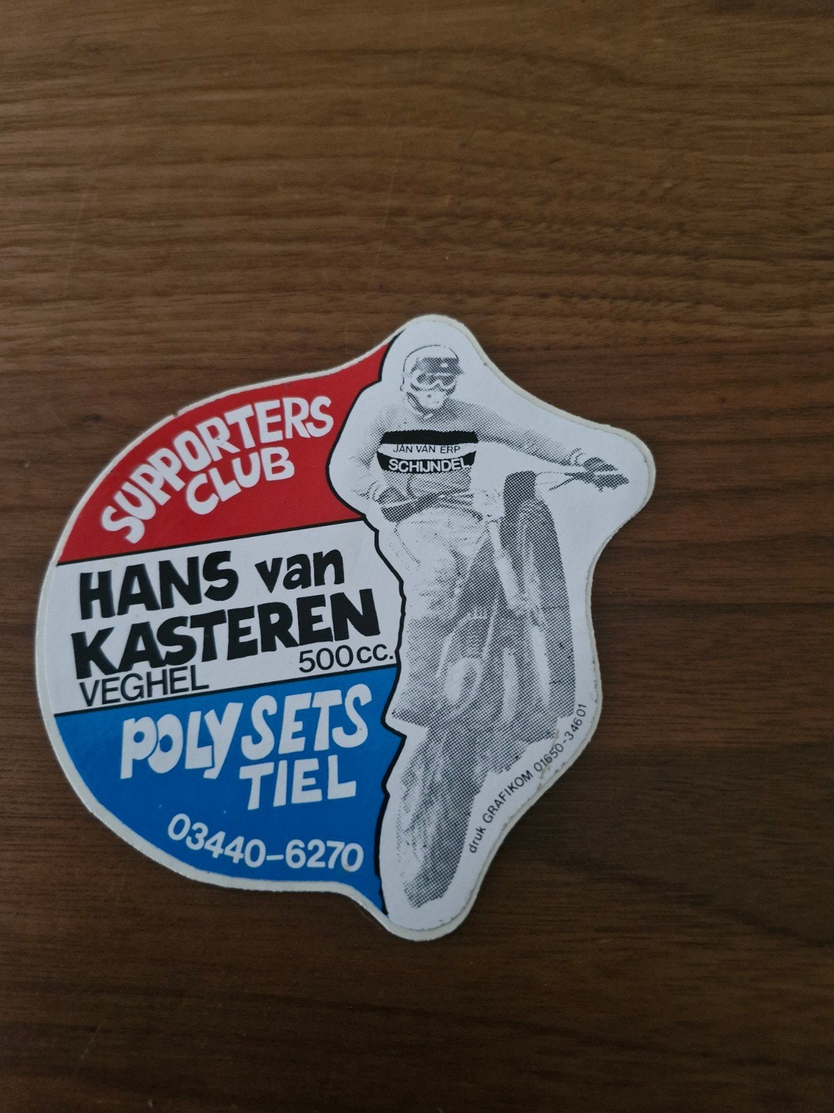 958 Vintage Sticker Hans van Kasteren 500cc Motocross, Verzamelen, Ophalen of Verzenden, Gebruikt