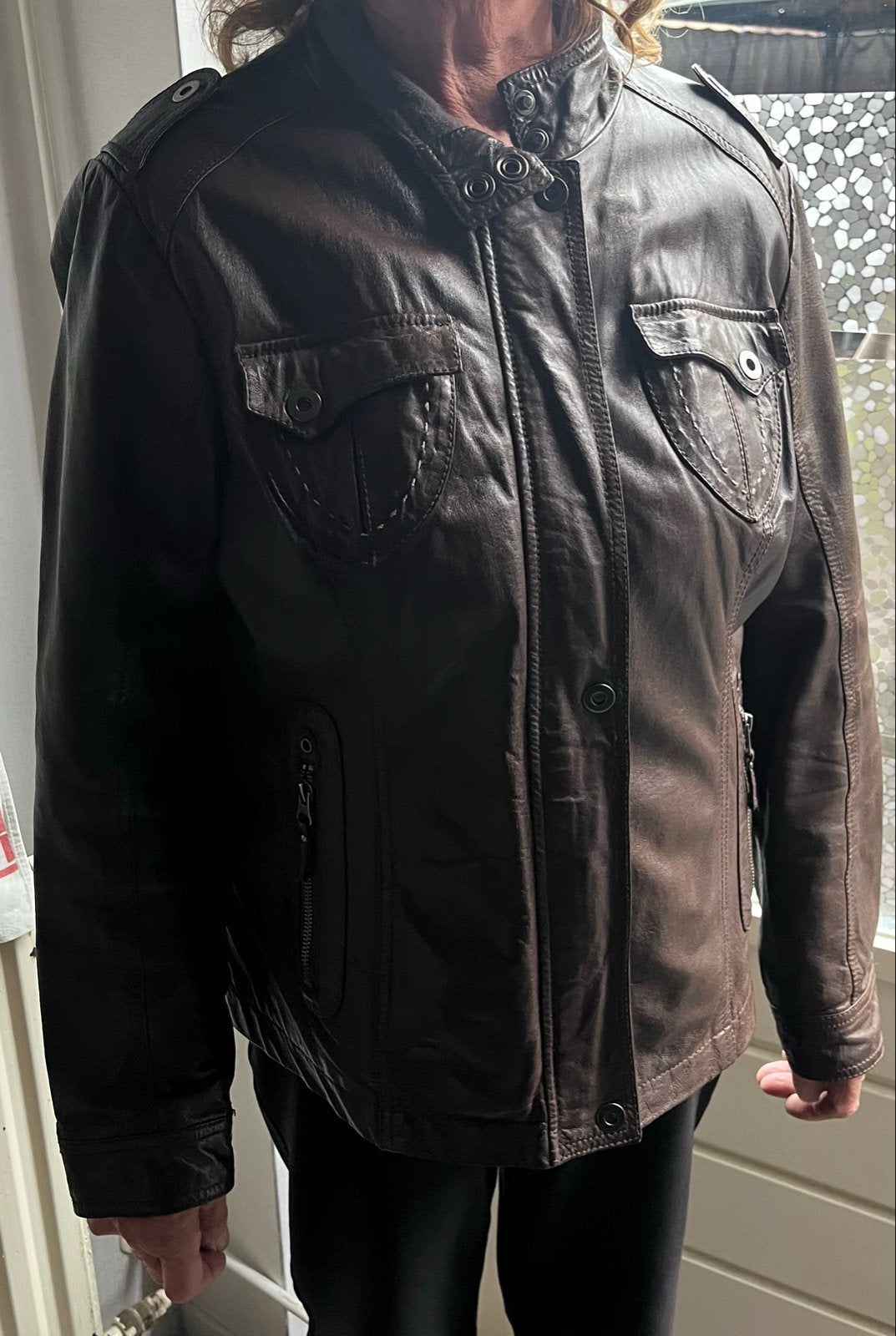 Yessica nappa Leren Jas Maat 44 Bruin, Ophalen of Verzenden, Gedragen, Maat 42/44 (L), Bruin