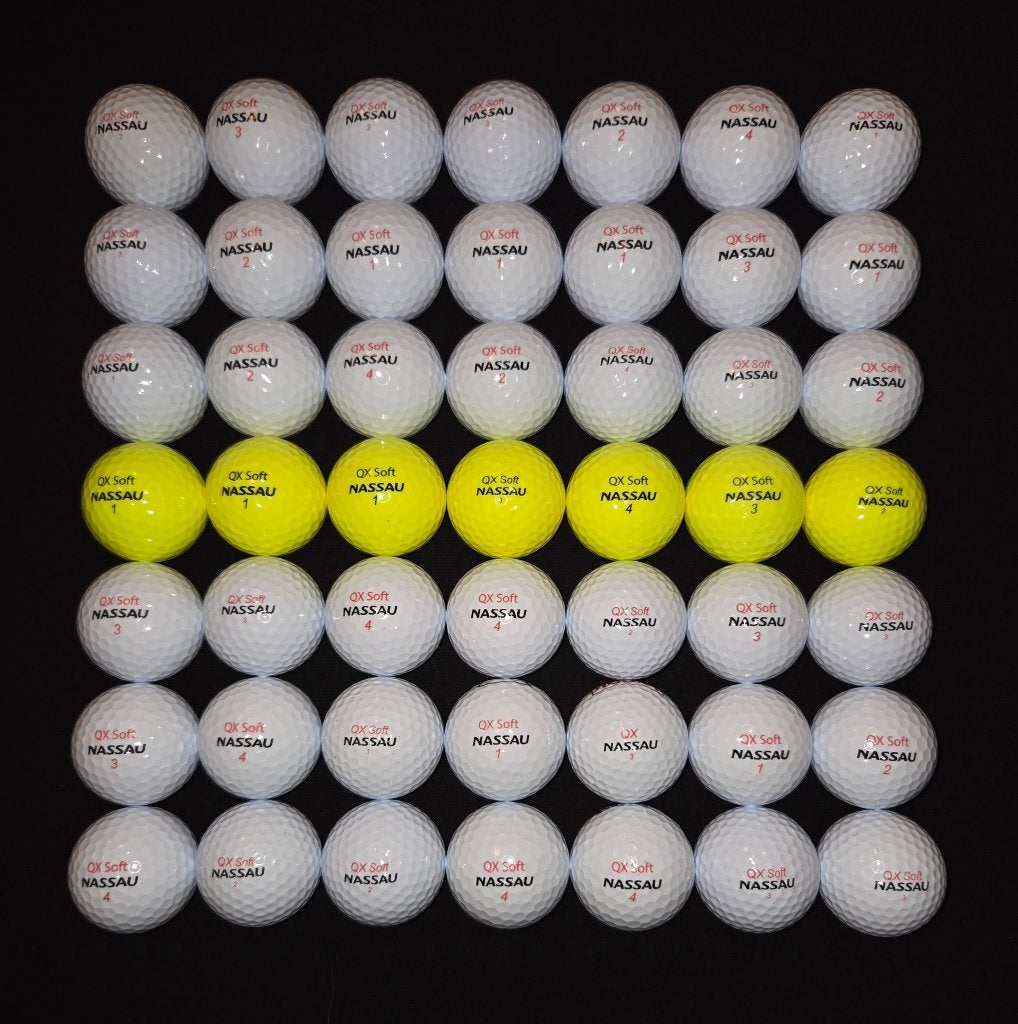 49 stuks Nassau QX Soft golfballen, Ophalen of Verzenden, Zo goed als nieuw, Bal(len)